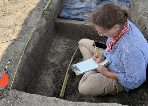 Dr. Ashley Dumas at archaeological site
