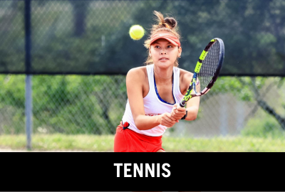Click here to donate to the UWA Tennis team. Image of tennis player hitting tennis ball.